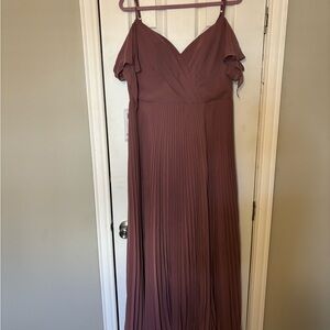 Azazie Mauve Pleated Maxi Dress